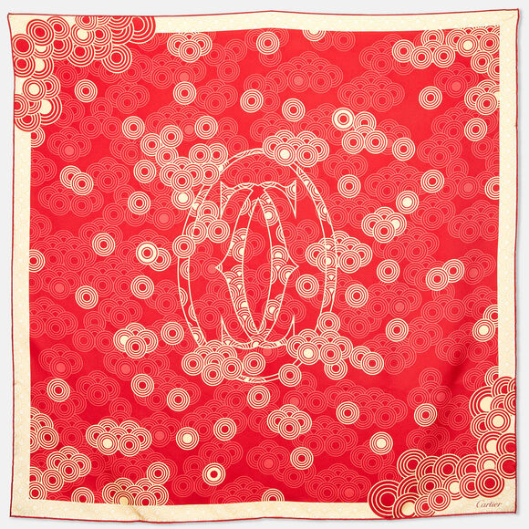 Cartier Jewelry - Cartier Red/Yellow Circle Print Silk #138724C33B